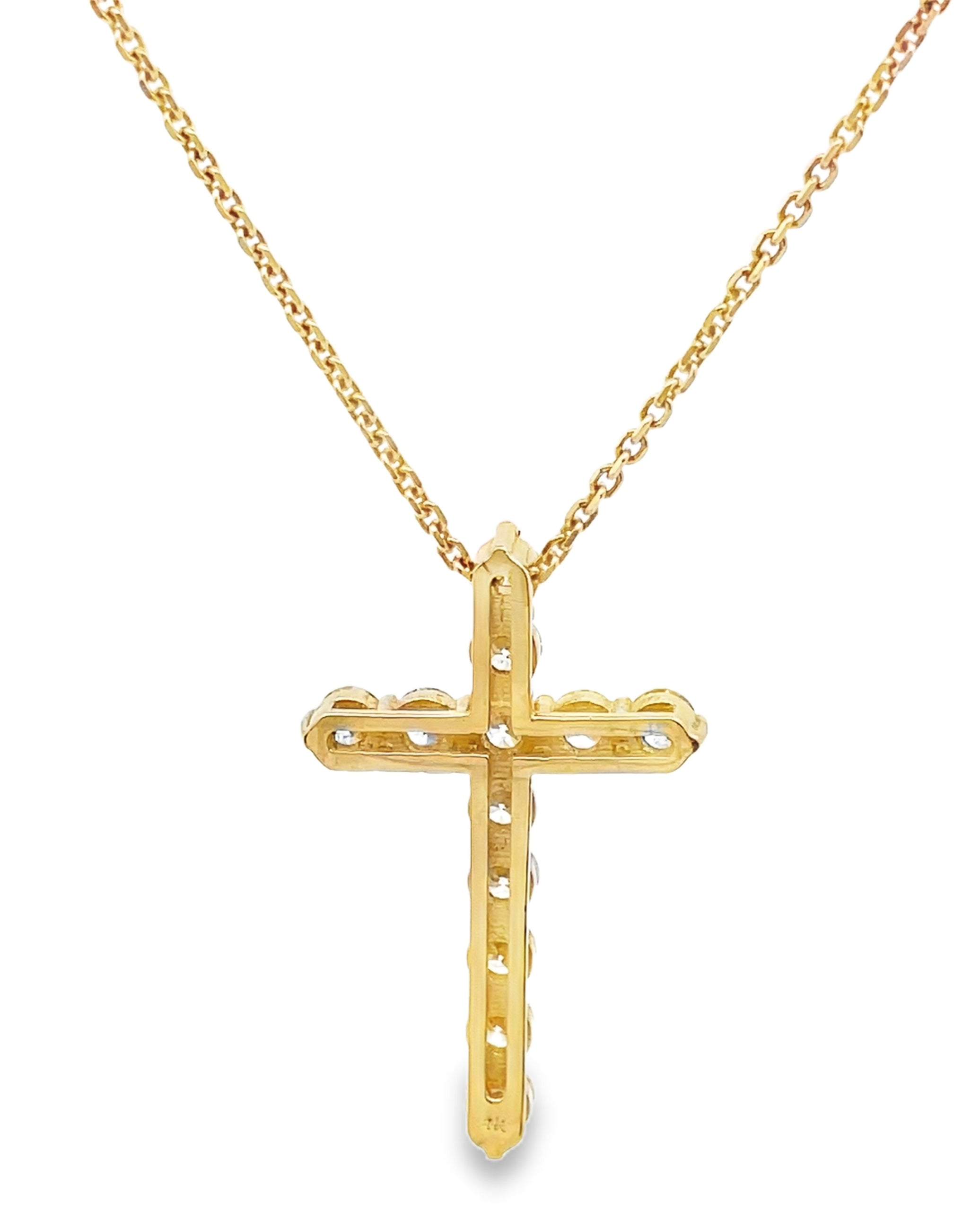 14K Yellow Gold Diamond Cross