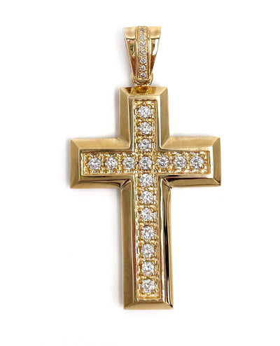 14K Yellow Gold Large Diamond Cross