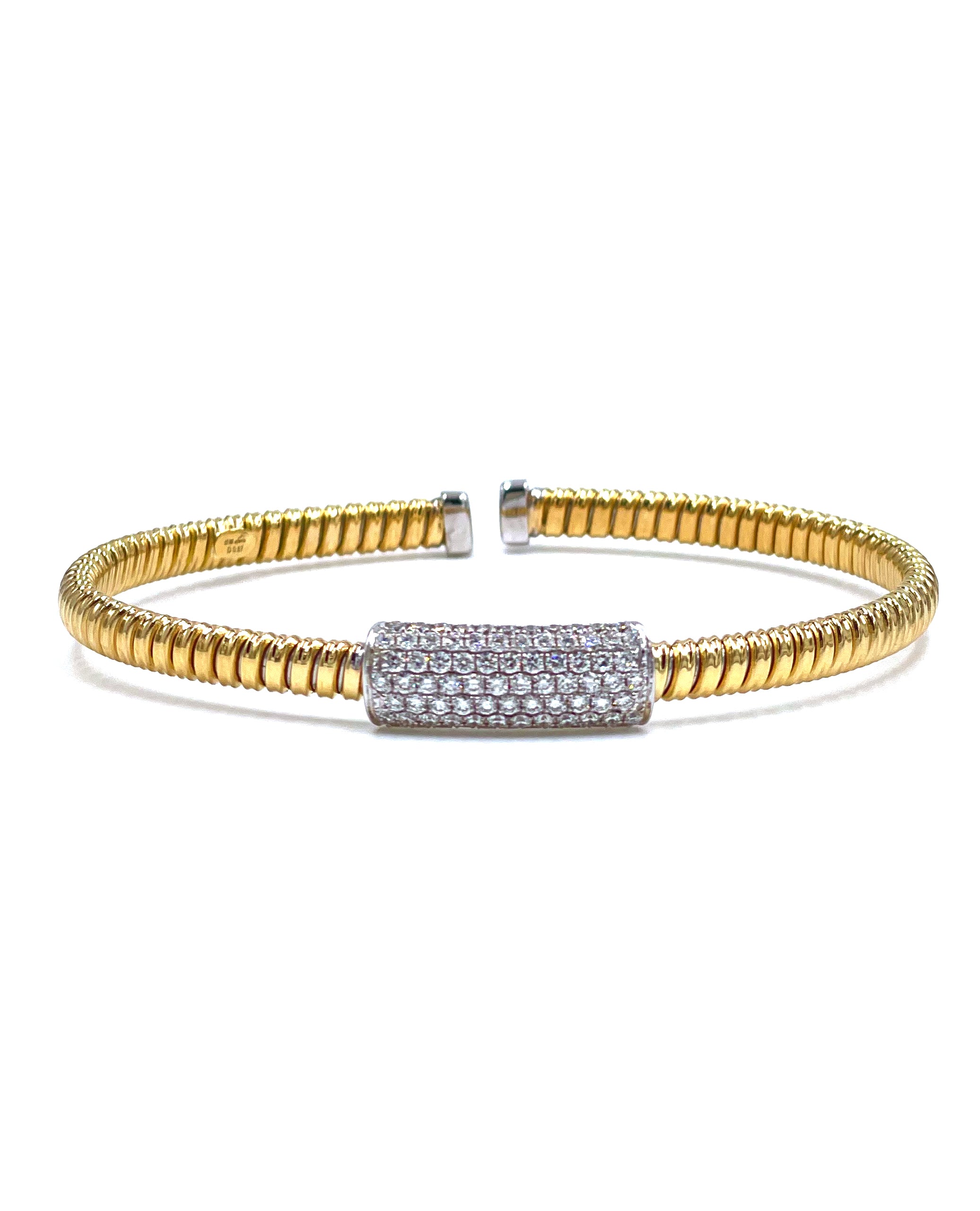 18K Yellow and White Gold Diamond Bangle Bracelet
