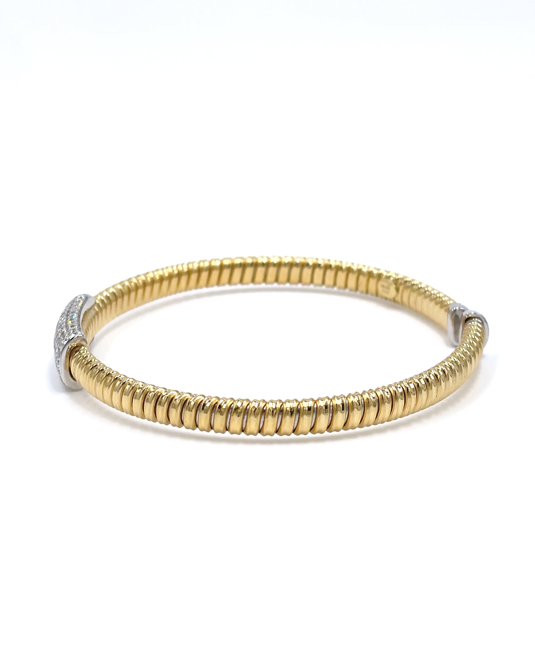 18K Yellow and White Gold Diamond Bangle Bracelet