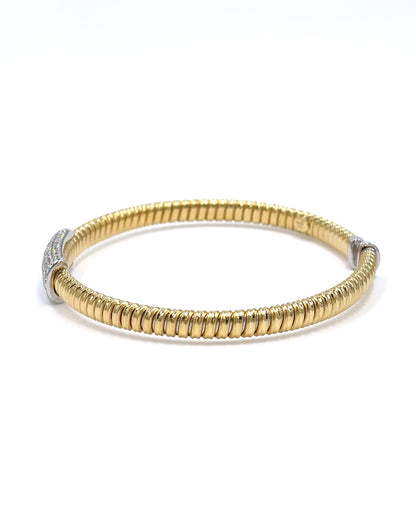 18K Yellow and White Gold Diamond Bangle Bracelet