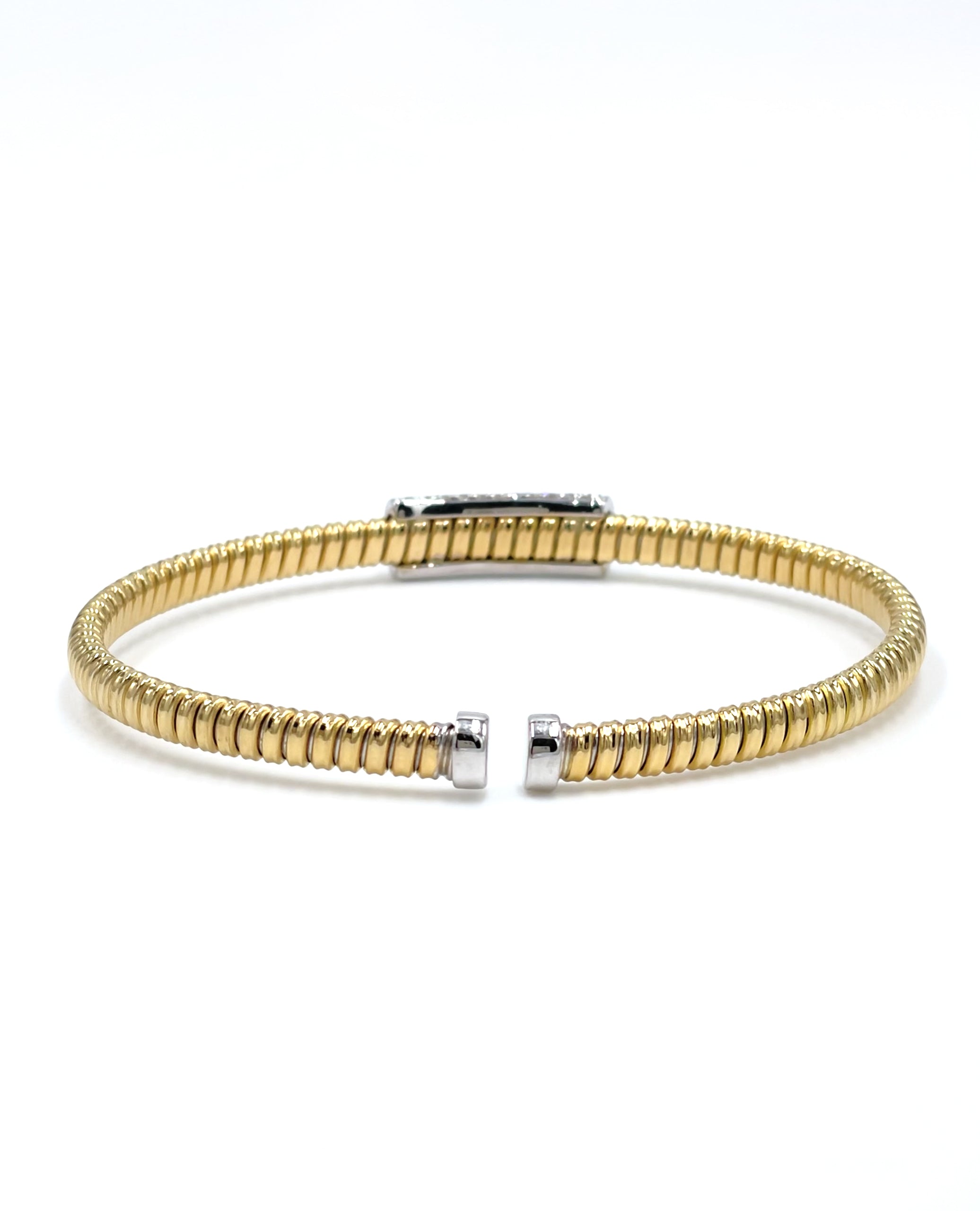 18K Yellow and White Gold Diamond Bangle Bracelet