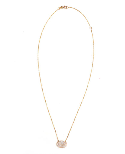 18K Yellow Gold Pave Set Oval Diamond Necklace