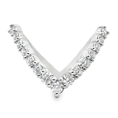 18K White Gold "V" Shape Diamond Ring 0.58 Carats