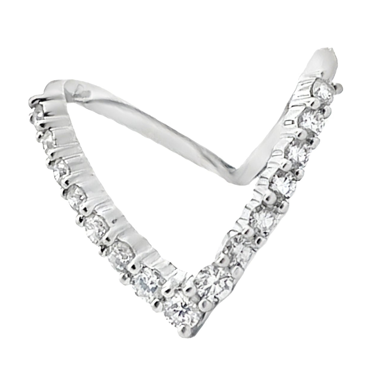 18K White Gold "V" Shape Diamond Ring 0.58 Carats