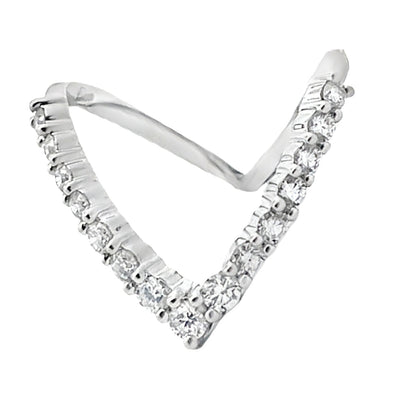 18K White Gold "V" Shape Diamond Ring 0.58 Carats