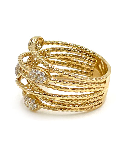 18K Yellow Gold Woven Diamond Ring