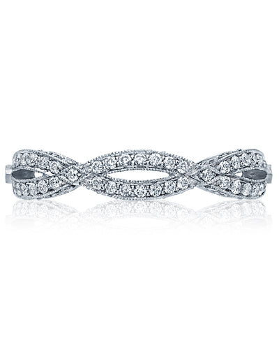 Tacori HT2528 18K White Gold "Ribbon" Eternity Band, Diamonds 0.61 Carats