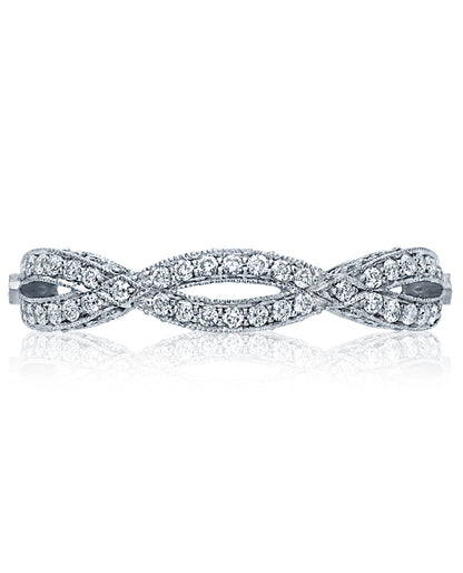 Tacori HT2528 18K White Gold "Ribbon" Eternity Band, Diamonds 0.61 Carats