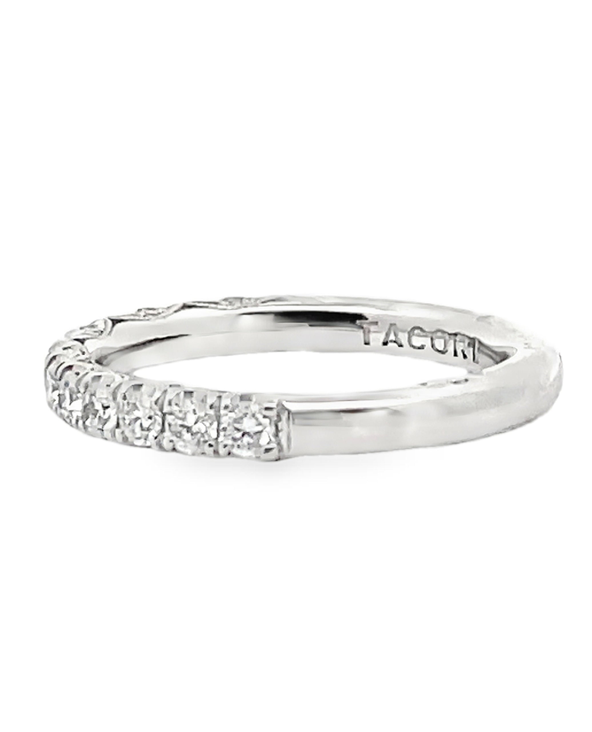 Tacori HT2545 2.5 Millimeter Band 1/2 Way Diamonds 0.65 Ct Petite Crescent Platinum Ring