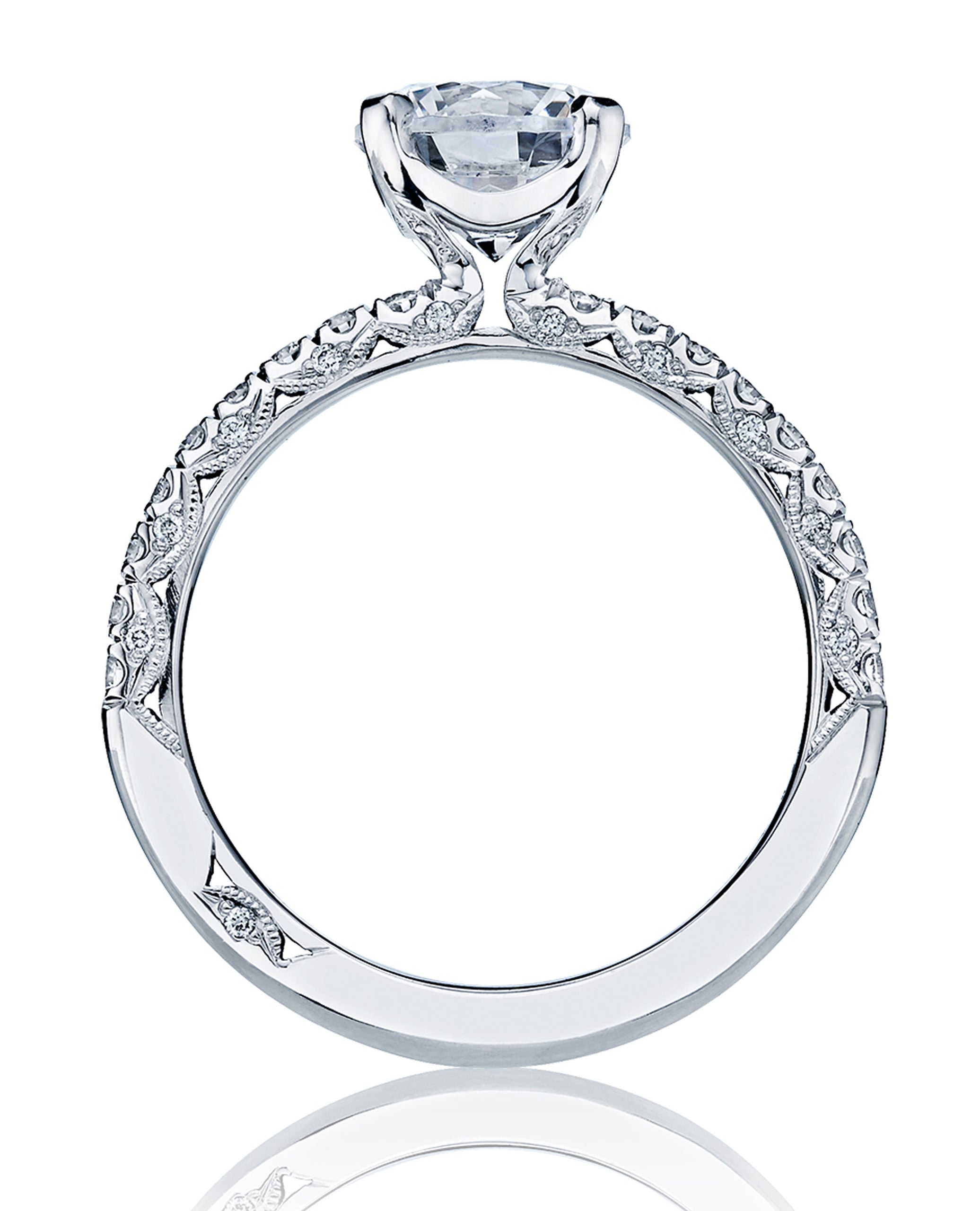 Tacori HT2545 RD7 Petite Crescent Platinum Engagement Ring