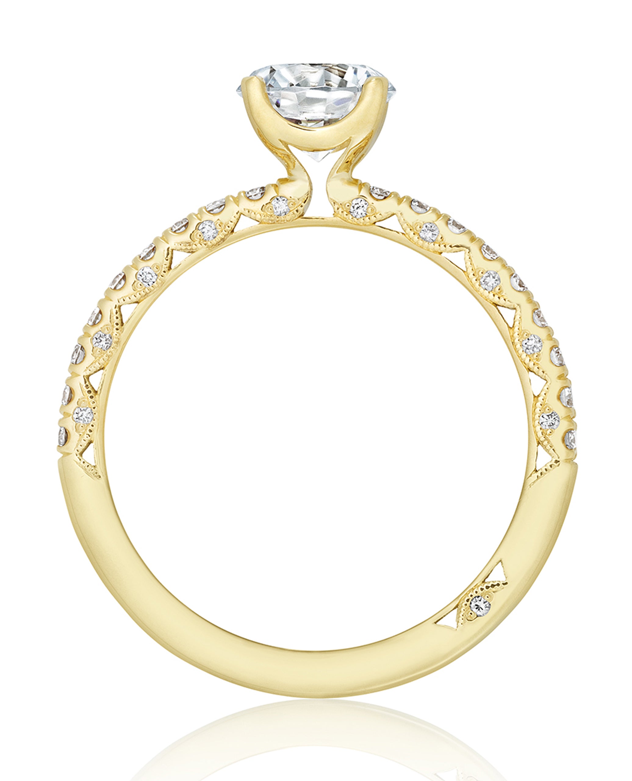 Tacori HT2545 RD6.5Y Petite Crescent Engagement Ring in 18K Yellow Gold
