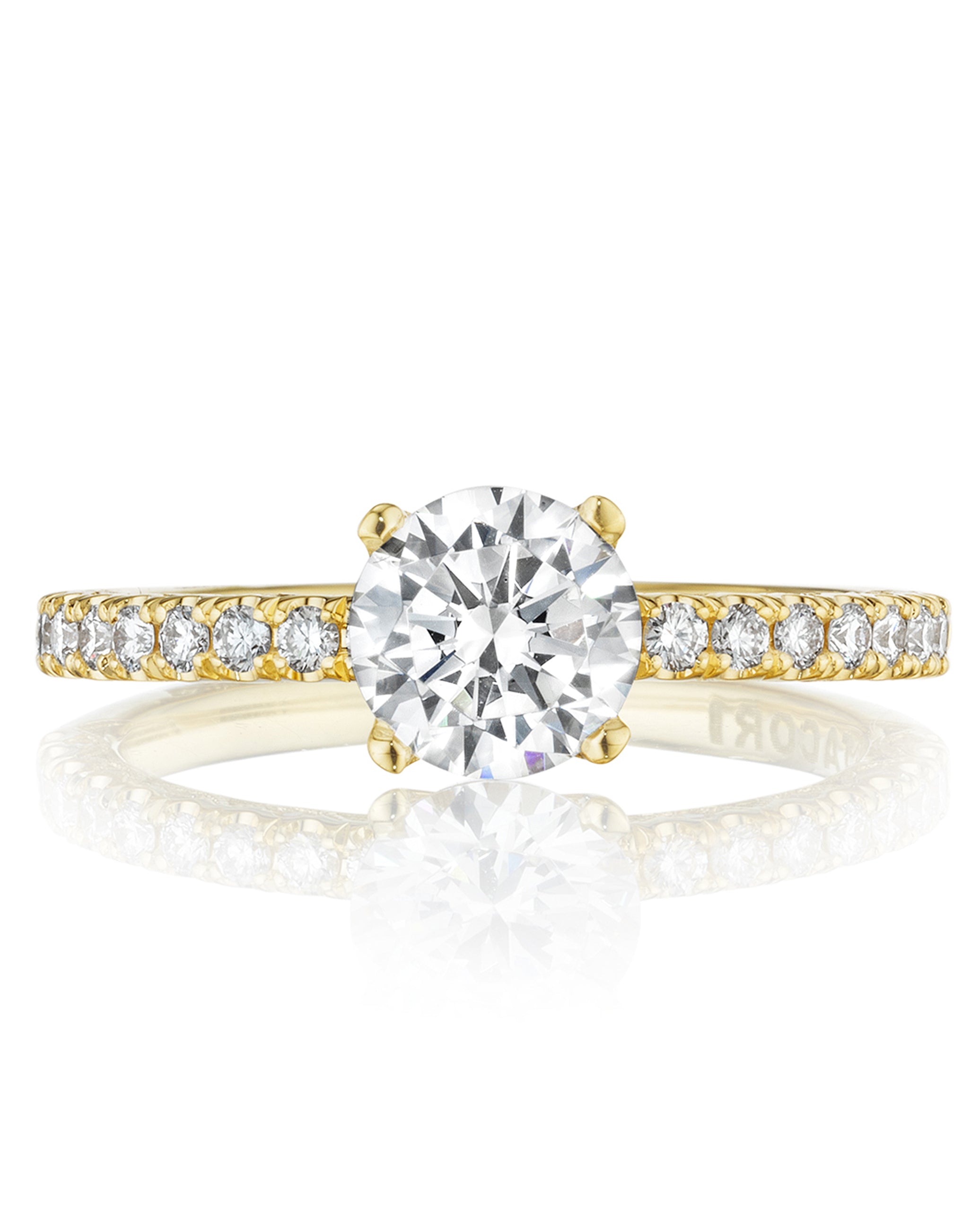 Tacori HT2545 Round Petite Crescent Engagement Ring with 0.34 Carats Diamonds in 18K Yellow Gold