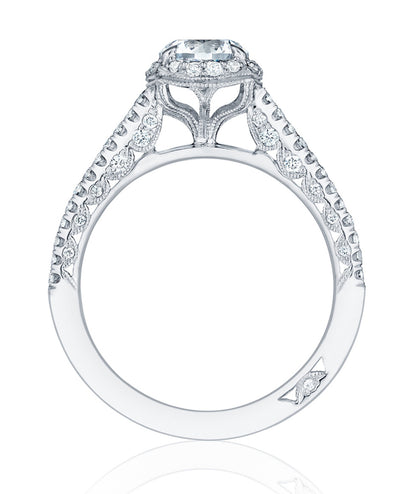 Tacori HT2547 18K White Gold Petite Crescent Collection Engagement Ring Setting for 6.5 Millimeter Stone