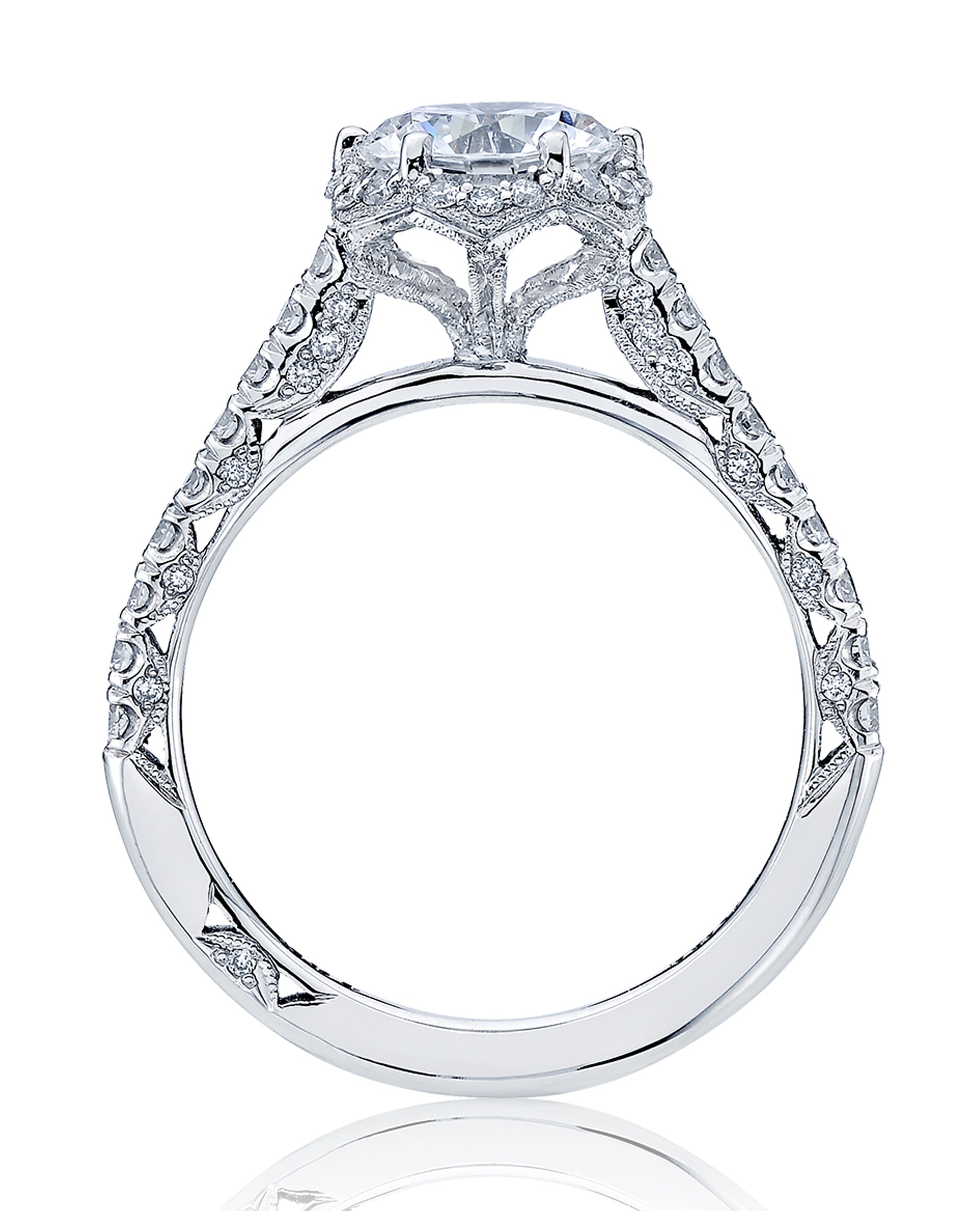 Tacori HT2547 RD7 Petite Crescent Platinum Engagement Ring