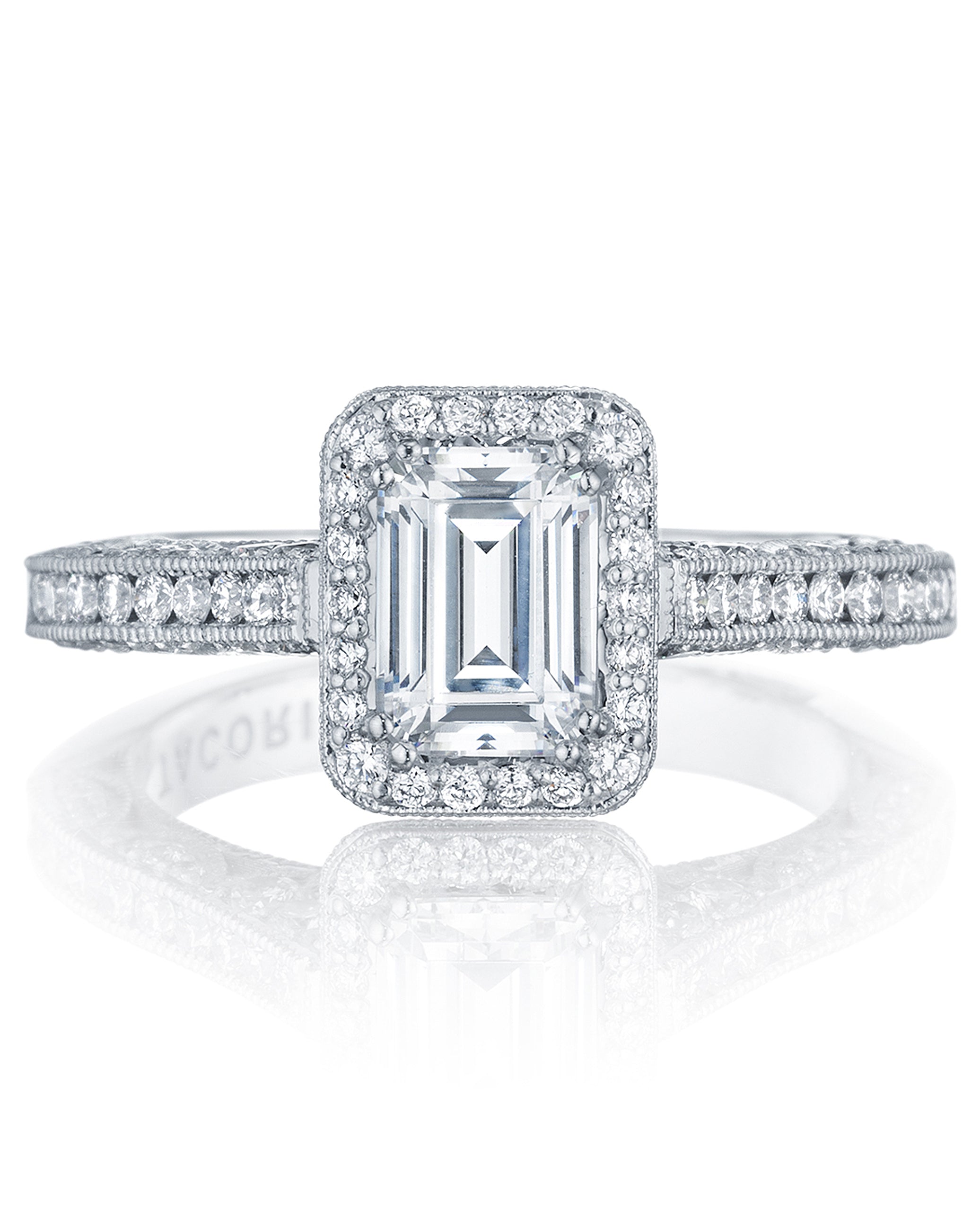 Tacori HT2550 EC7X5W Classic Crescent Engagement Ring Setting with 0.69 Carat Diamonds