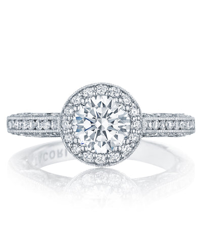 Tacori HT2550 RD6.5W Round Classic Crescent Engagement Ring in 18K White Gold