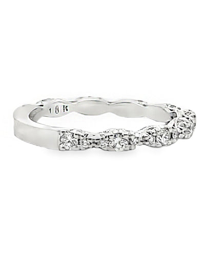 Tacori HT2558 B3/4W 18K White Gold Petite Crescent Wedding Band with Diamonds 0.56 Carats