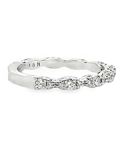 Tacori HT2558 B3/4W 18K White Gold Petite Crescent Wedding Band with Diamonds 0.56 Carats
