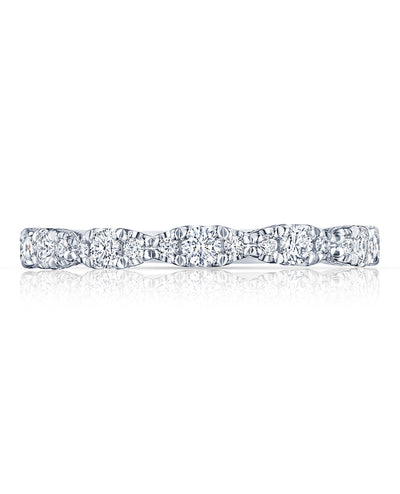 Tacori HT2558 B3/4W 18K White Gold Petite Crescent Wedding Band with Diamonds 0.56 Carats