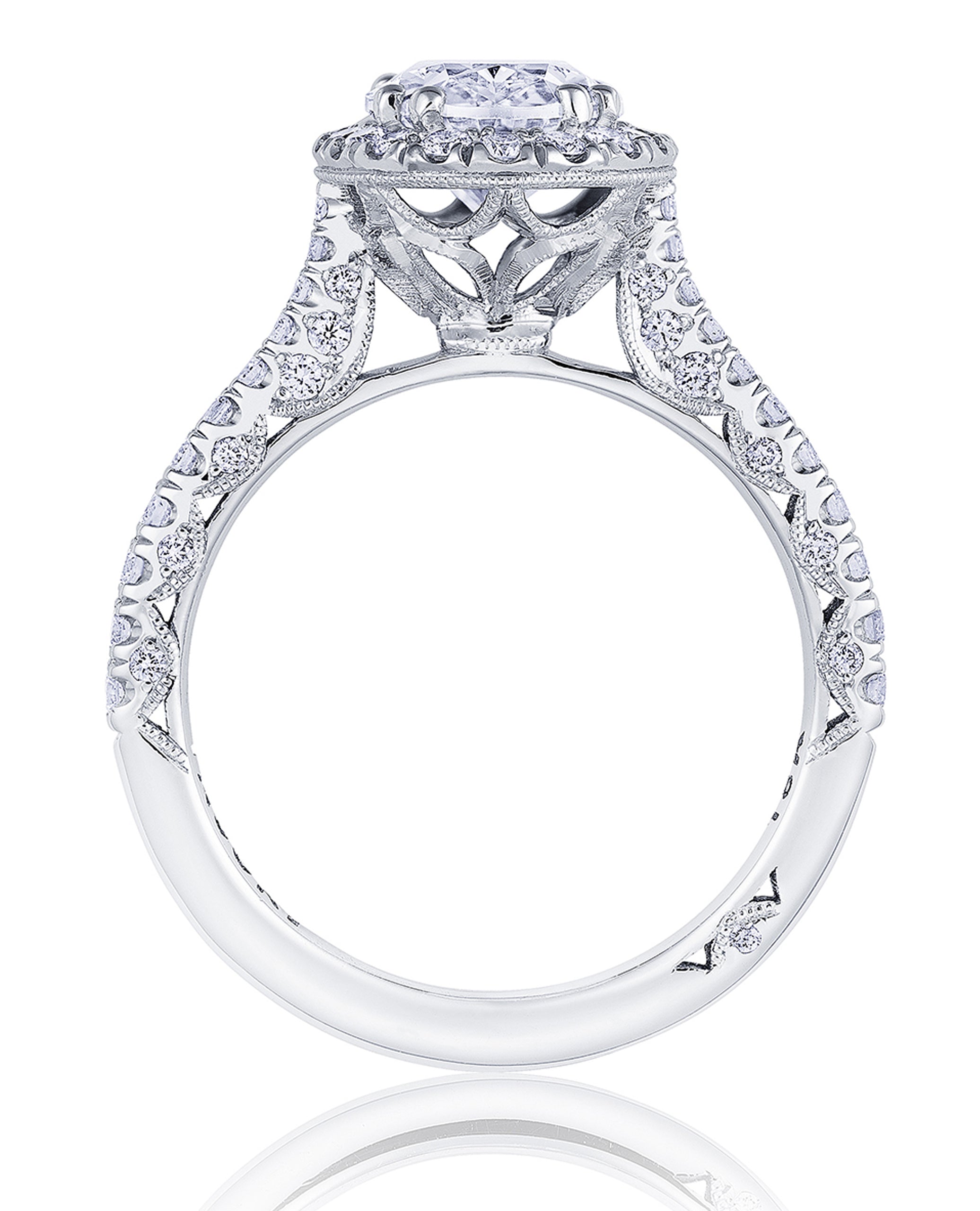 Tacori HT2571 OV8.5X6.5 Petite Crescent Platinum Engagement Ring