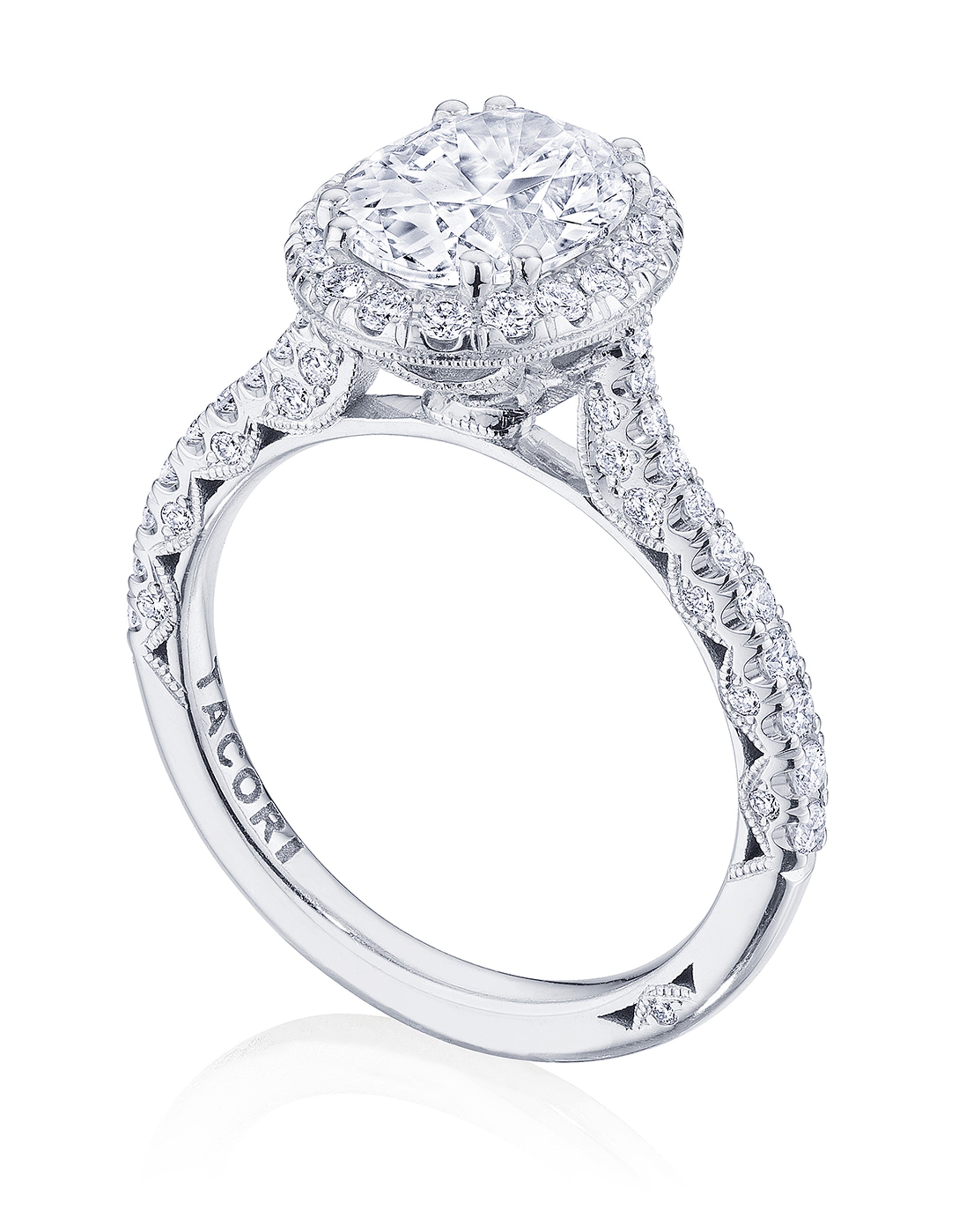 Tacori HT2571 OV8.5X6.5 Petite Crescent Platinum Engagement Ring