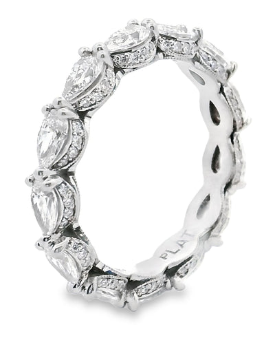 Tacori HT2642 Platinum Pear Shaped Diamond Eternity Band 2.22 Carats, Size 6.5