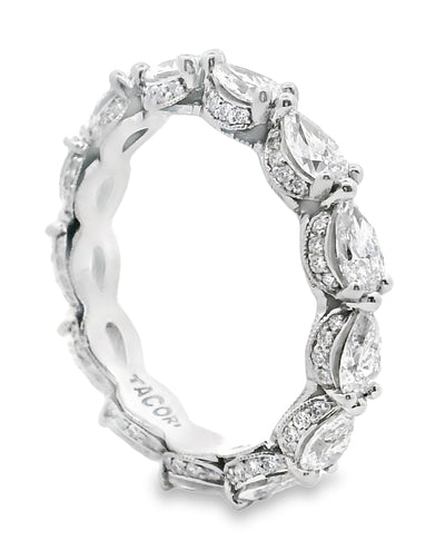 Tacori HT2642 Platinum Pear Shaped Diamond Eternity Band 2.22 Carats, Size 6.5