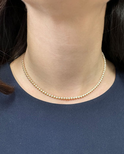 14K Yellow Gold Half Paperclip Necklace with Illusion Set Diamonds