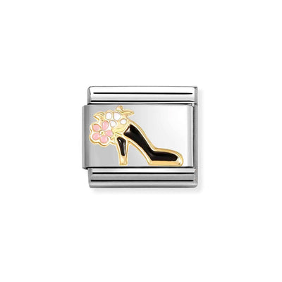 Nomination Composable Link 030272/95 Classic Symbols Black shoe with Flower