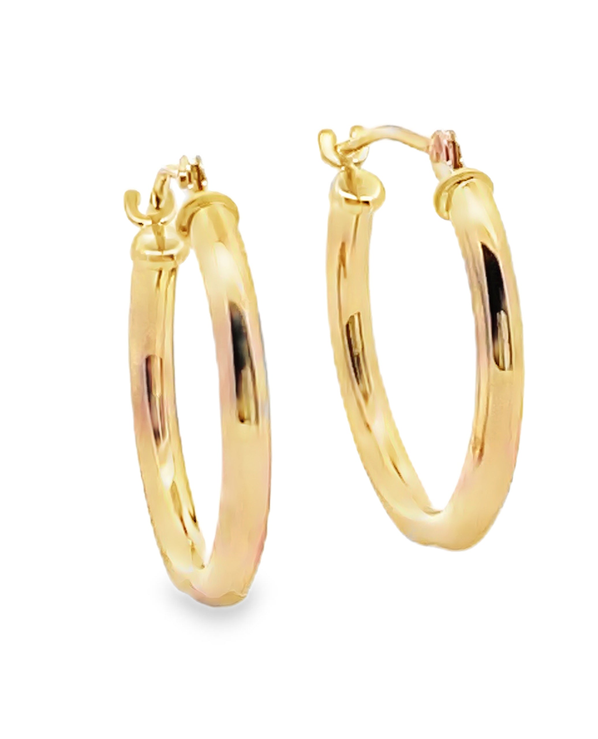 14K Yellow Gold 1.9mm Wide Hoop Earrings
