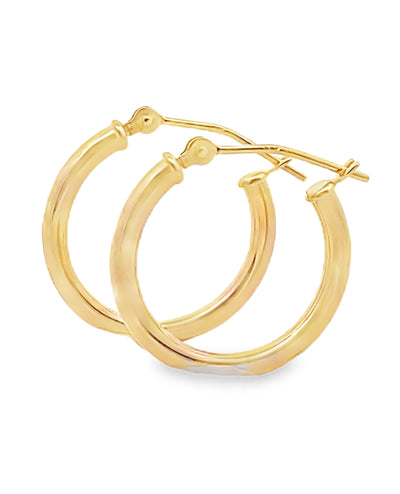 14K Yellow Gold 1.9mm Wide Hoop Earrings