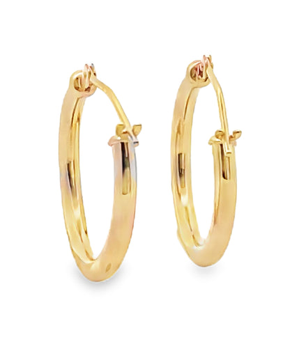 14K Yellow Gold 1.9mm Wide Hoop Earrings