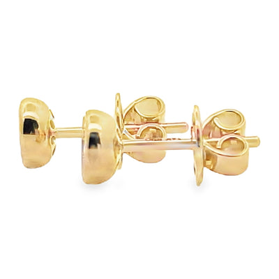 14K Yellow Gold Small Round 0.22 Carat Diamond Bezel Stud Earrings