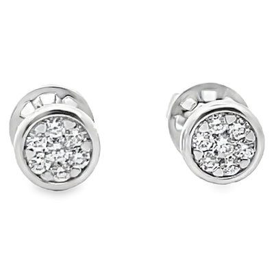14K White Gold Small Round 0.22 Carat Diamond Bezel Stud Earrings