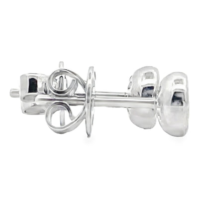14K White Gold Small Round 0.22 Carat Diamond Bezel Stud Earrings