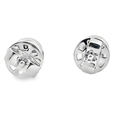 14K White Gold Small Round 0.22 Carat Diamond Bezel Stud Earrings