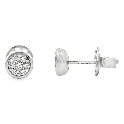 14K White Gold Small Round 0.22 Carat Diamond Bezel Stud Earrings