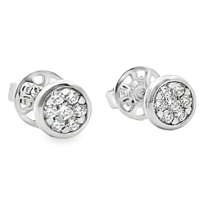14K White Gold Small Round 0.22 Carat Diamond Bezel Stud Earrings