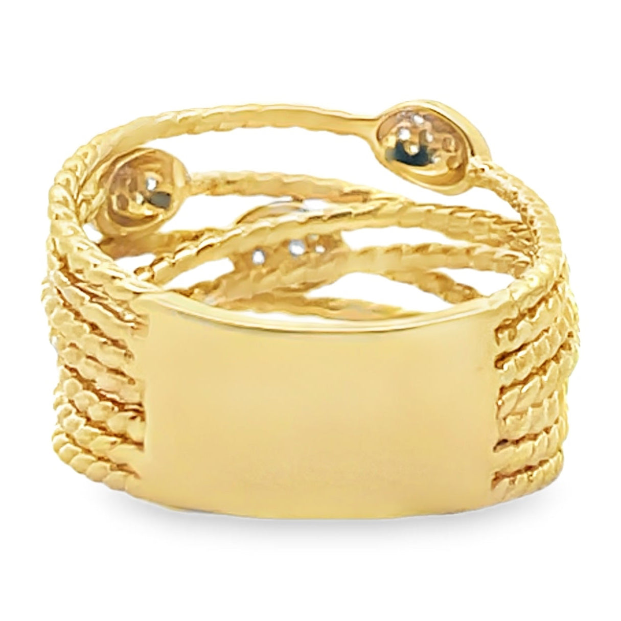18K Yellow Gold Woven 0.28 Carat Diamond Ring with Cascading Oval Stations