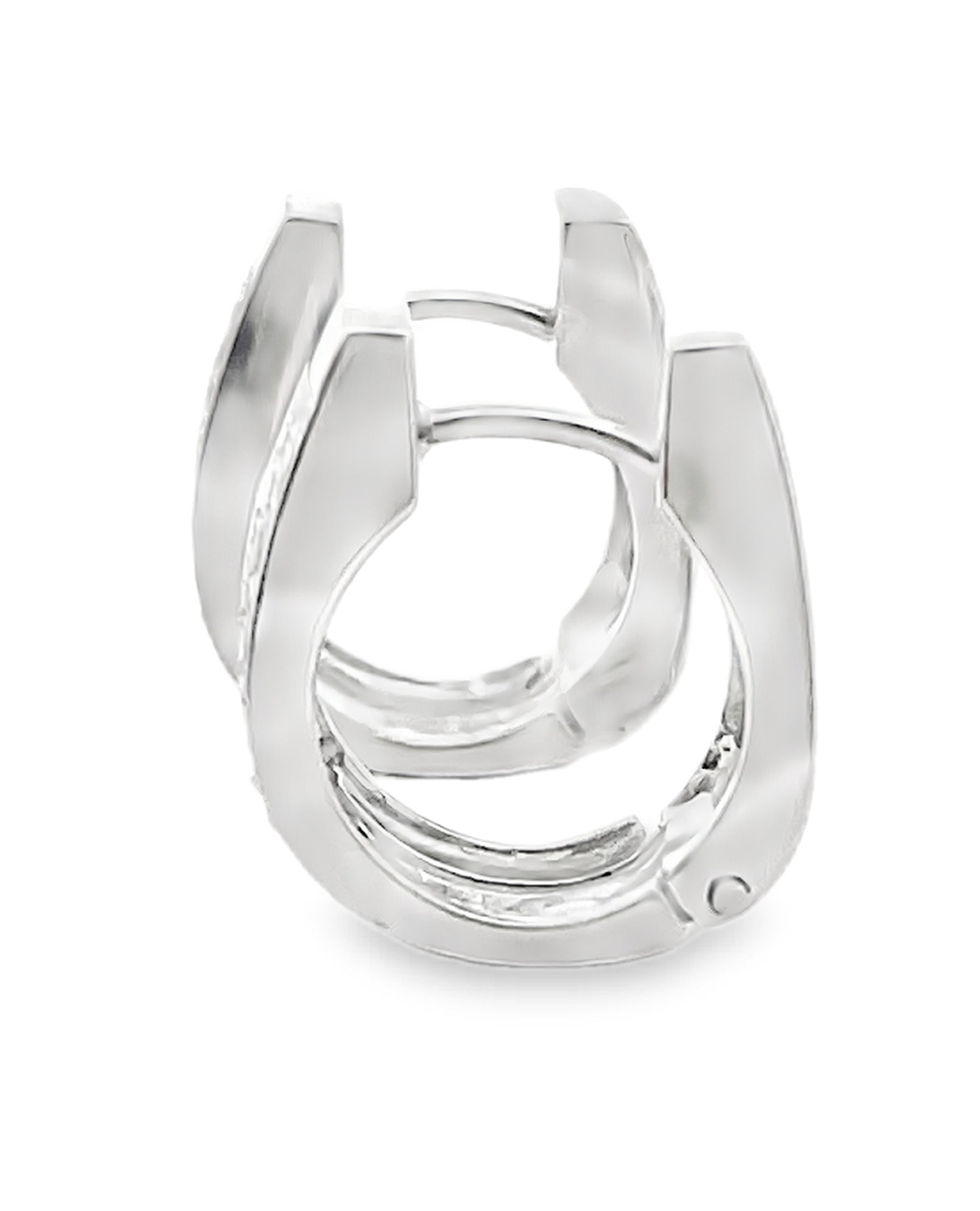 14K White Gold Diamond Huggie Earrings