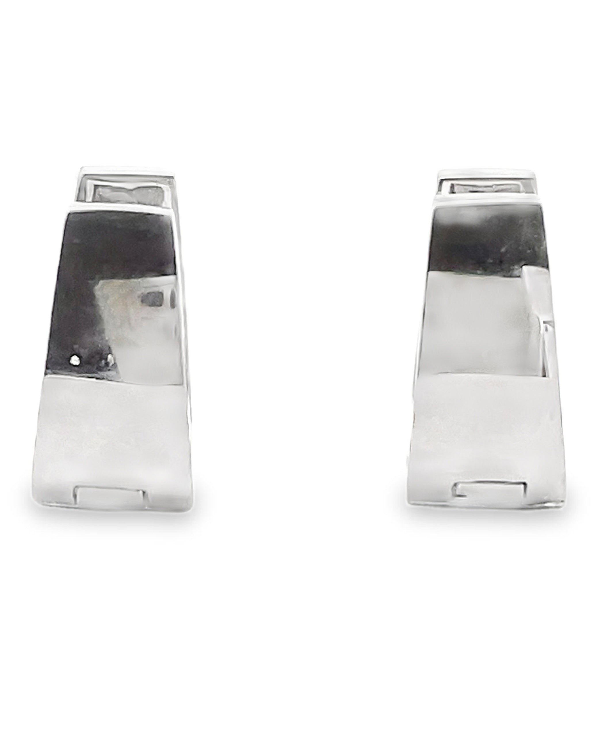 14K White Gold Diamond Huggie Earrings