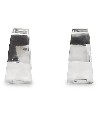 14K White Gold Diamond Huggie Earrings