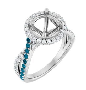 Final Payment: 14K white gold semi set 8mm halo ring