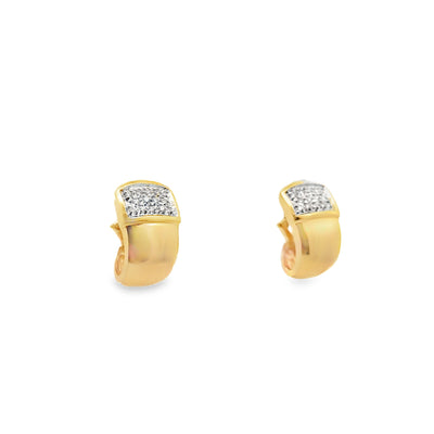 14k Yellow Gold Diamond Earrings with Omega Backs