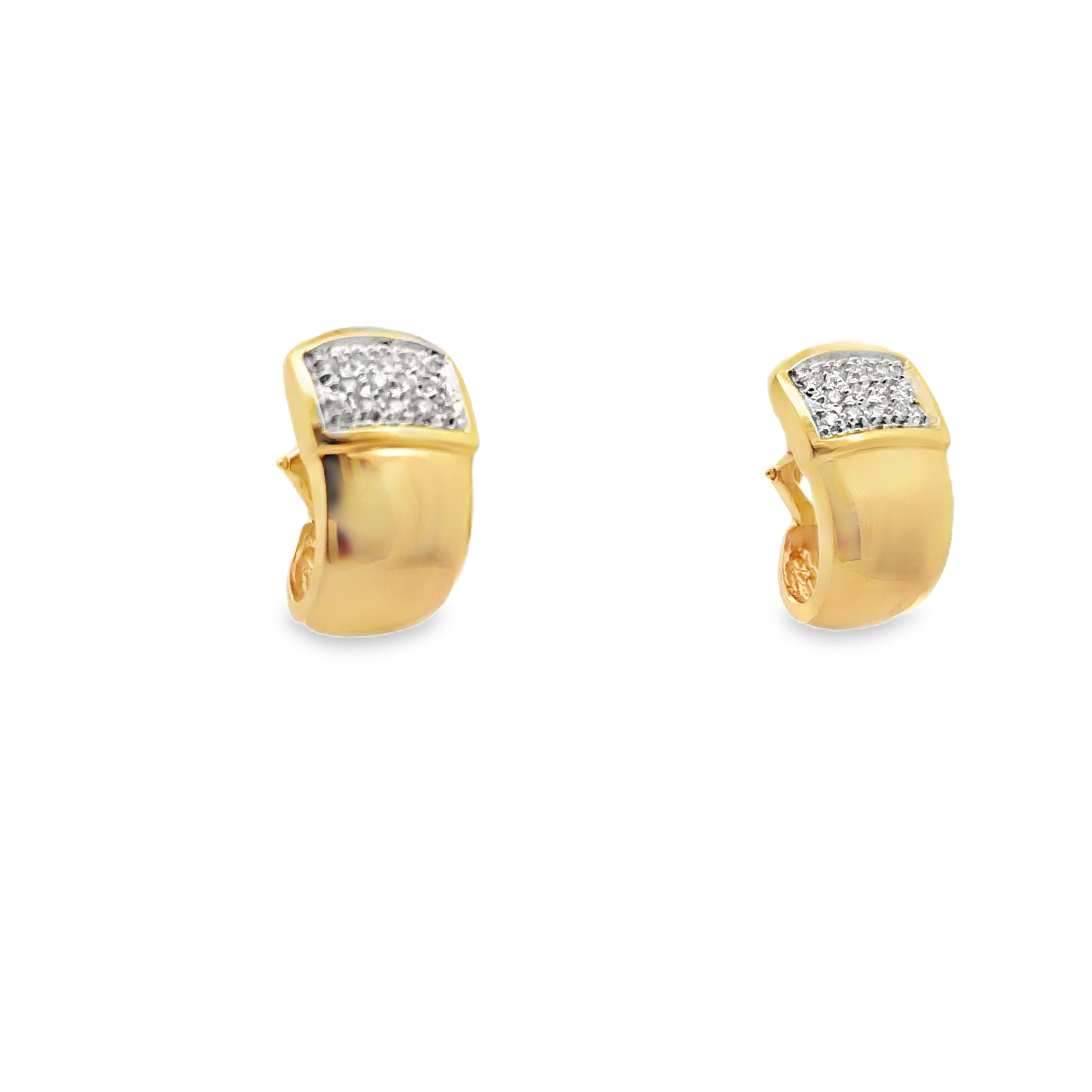 14k Yellow Gold Diamond Earrings with Omega Backs