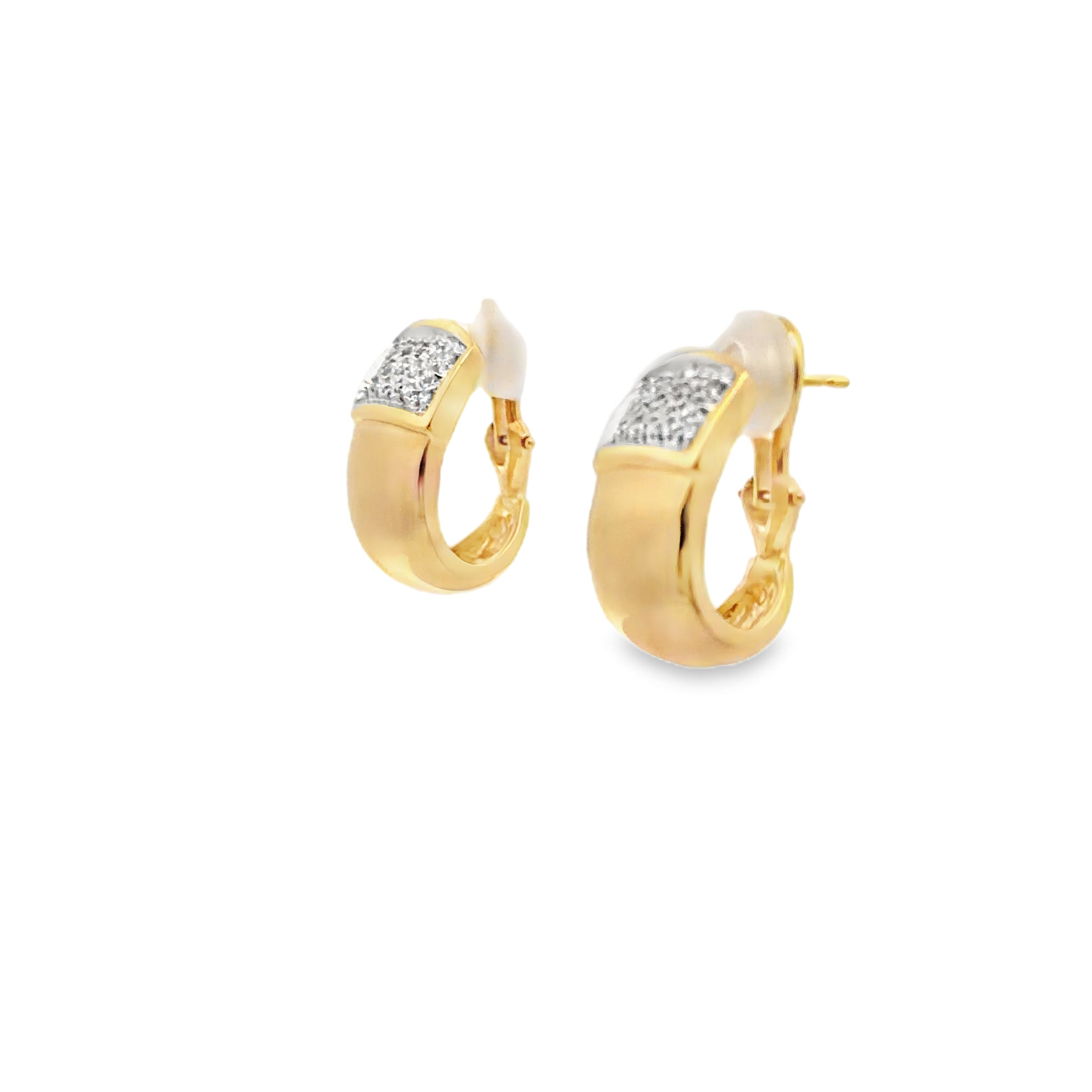 14k Yellow Gold Diamond Earrings with Omega Backs
