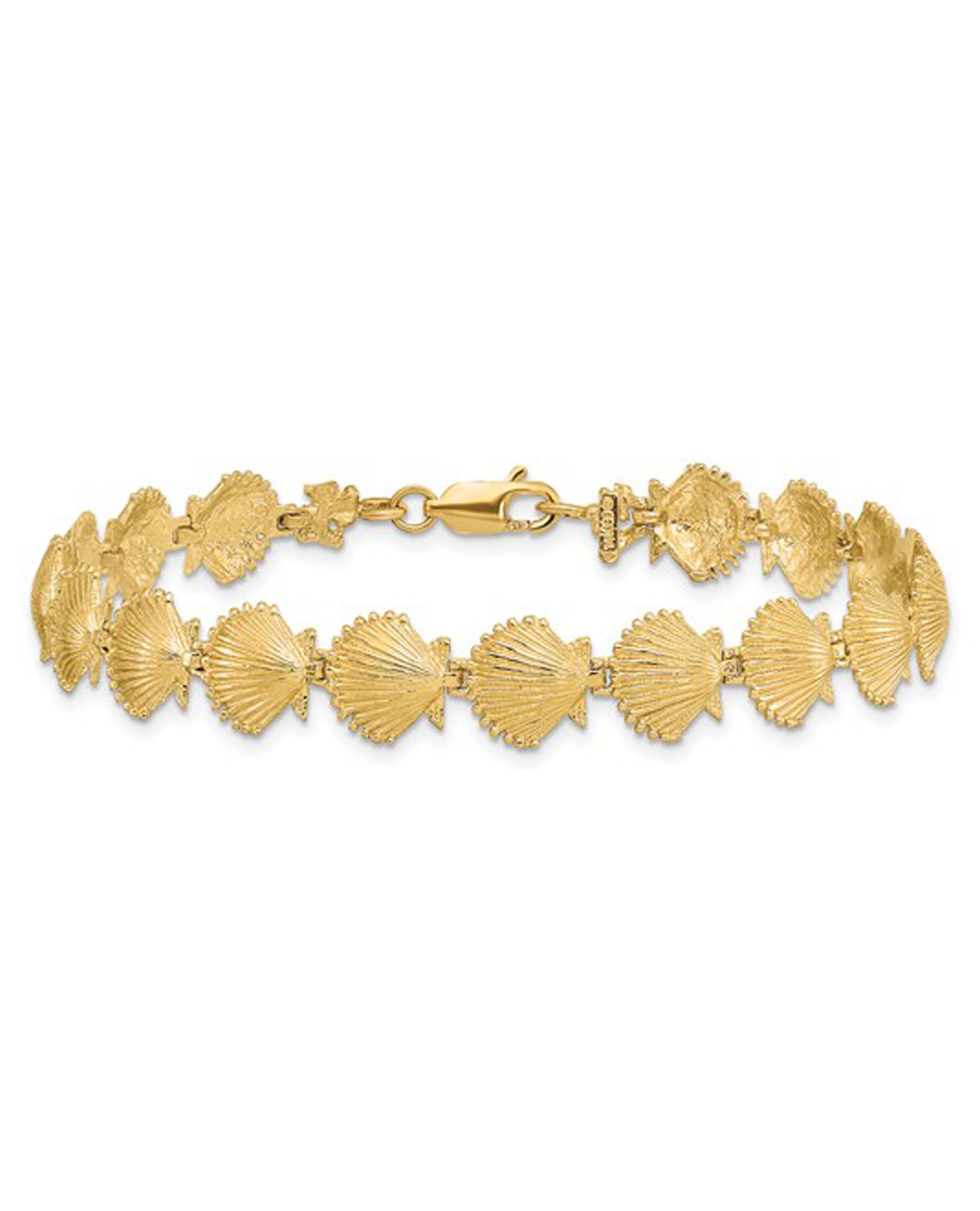14K Scallop Shell Bracelet with Lobster Lock
