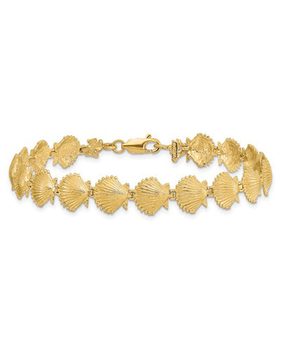 14K Scallop Shell Bracelet with Lobster Lock