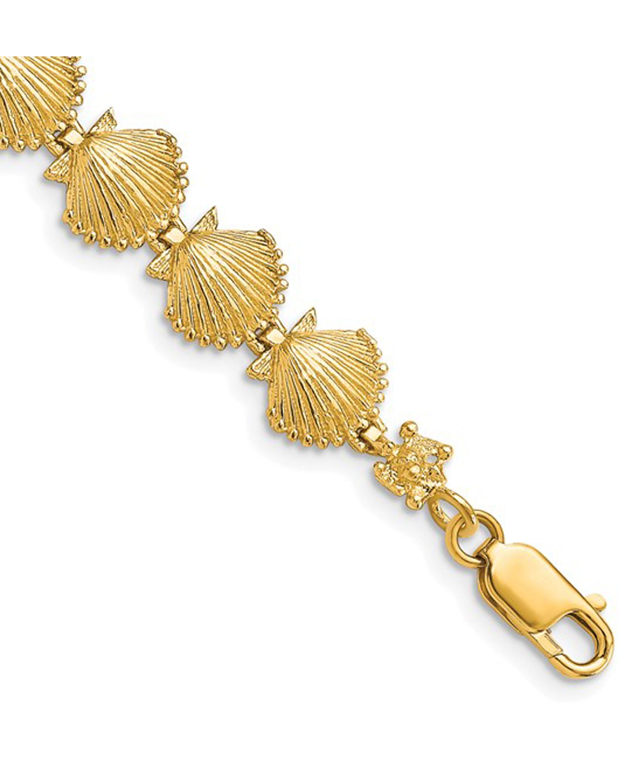 14K Scallop Shell Bracelet with Lobster Lock